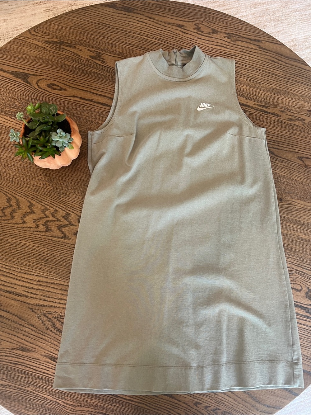 Nike Olive Sleeveless Mock Neck Dress with White Swoosh